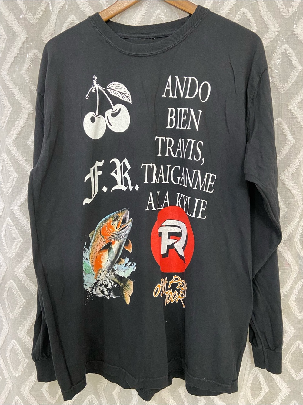 Music Concert Graphic Black Long Sleeve Tee Fuerza Regida